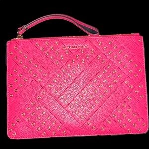 Michael Kors Pink and Gold Studded Clutch